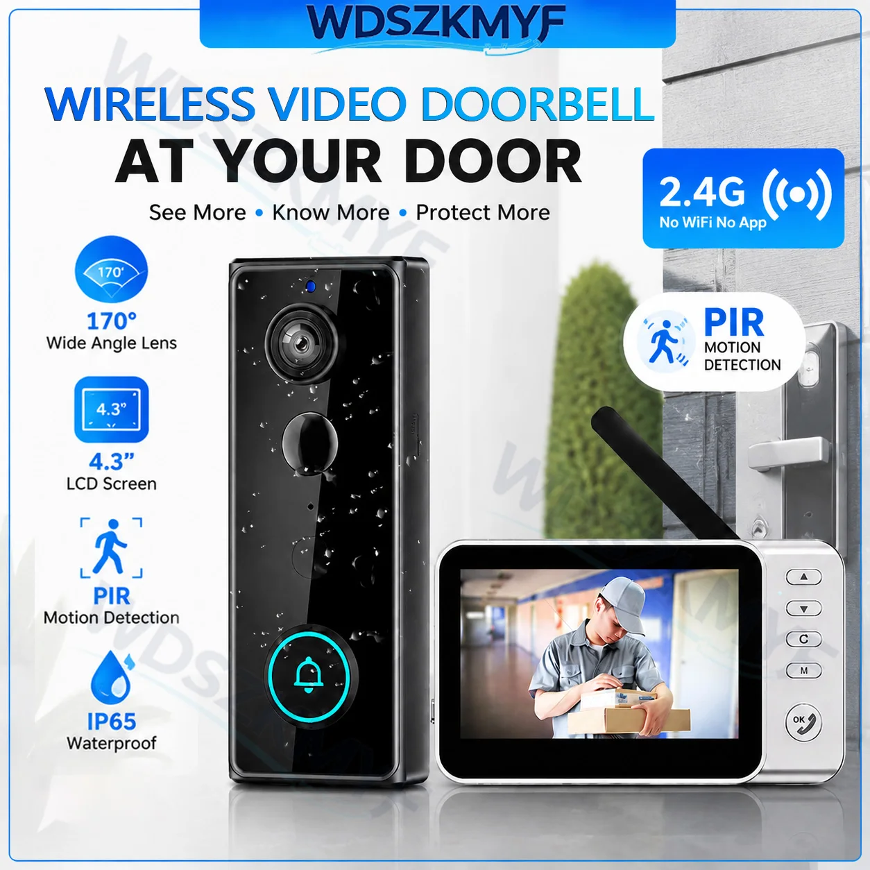 Smart Doorbell Wired - New Waterproof Wireless Doorbell Camera 4.3in